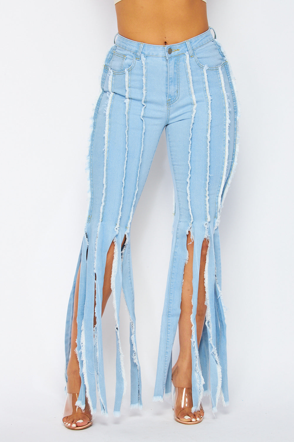 Spill The Tea Distressed Frayed Denim Jeans Pants