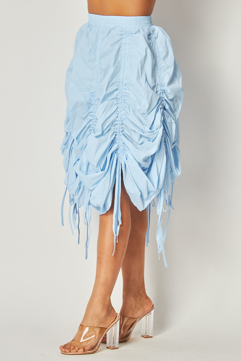 Beautiful Day Ruched Detail Drawstring Midi Skirt
