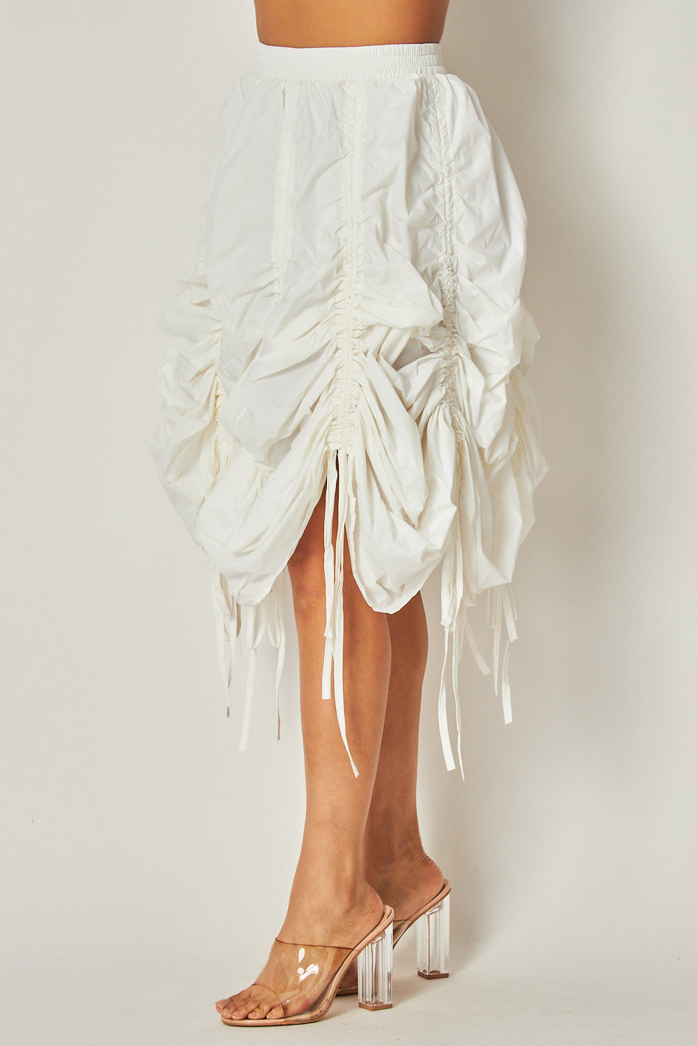 Beautiful Day Ruched Detail Drawstring Midi Skirt