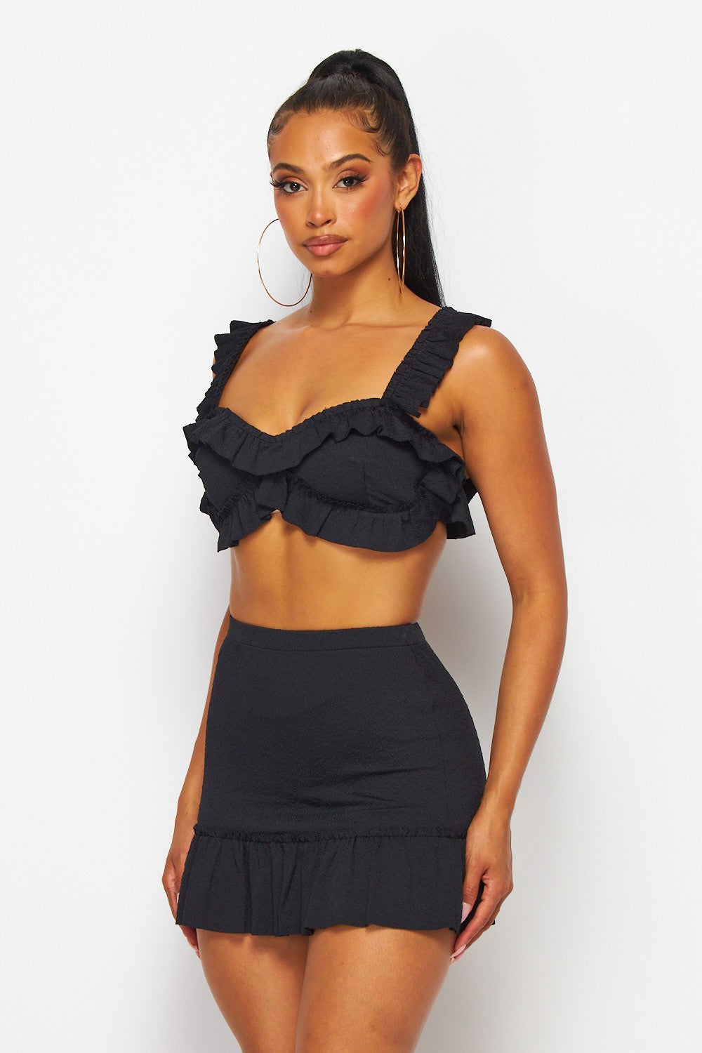 Just the Two of Us Two Piece Ruffle Hem Skirt Set
