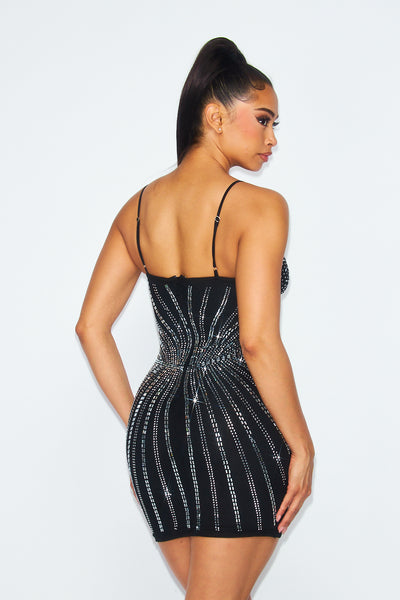 Selfish Mesh and Rhinestone Sparkly Mini Dress