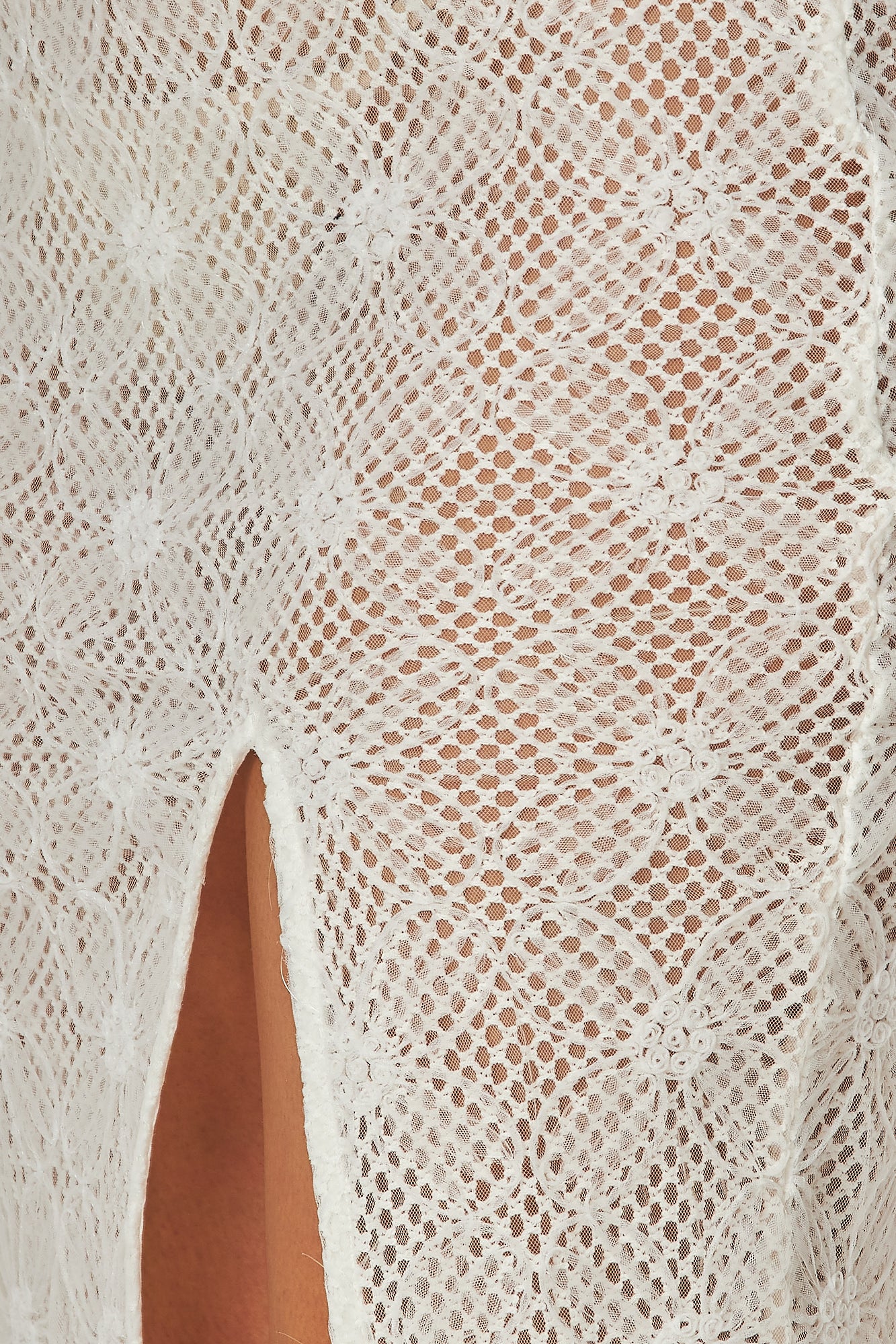 Janette Lace Contrast Side Slit Midi Skirt