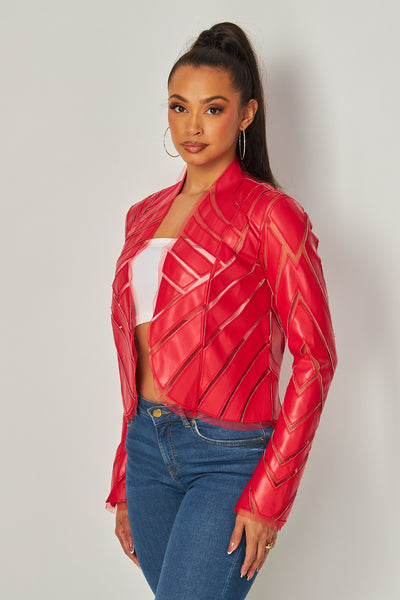 Know Your Worth Faux Leather Patch Work Jacket