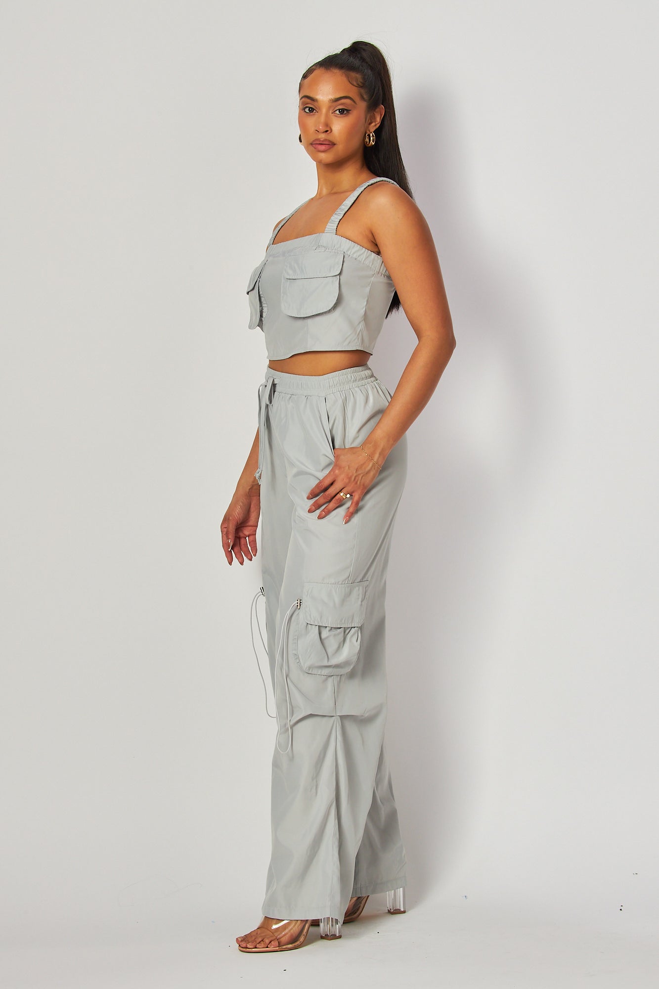 Zuley Crop Tank Top And Cargo Pocket Pants