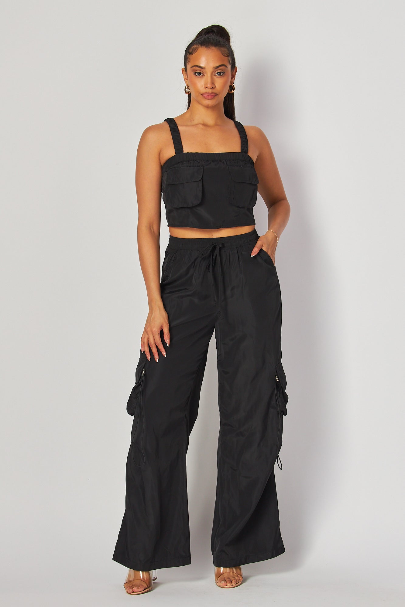 Zuley Crop Tank Top And Cargo Pocket Pants