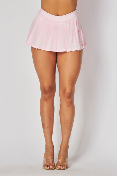 Lorelai Satin Pleated High Waisted Mini Skirt