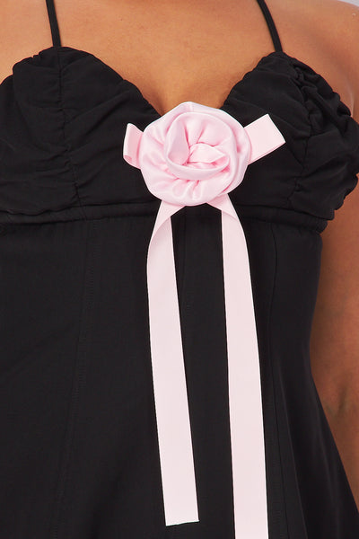 Rebecca Flower Applique Sleeveless Mini Dress
