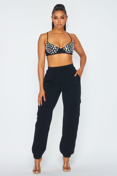 The Weekend Bejeweled Cargo Jogger Pant Sweat Set