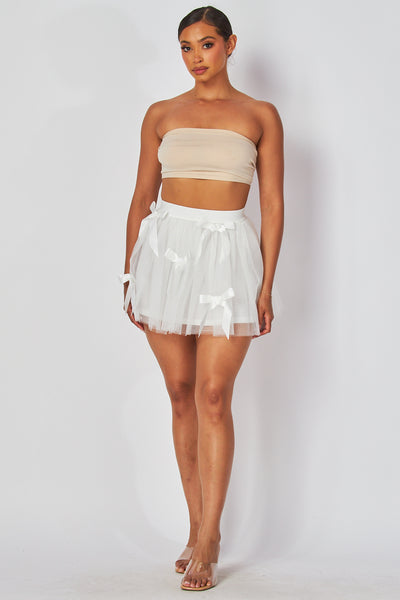 Amanda Bow Detail Tulle Mini Skirt