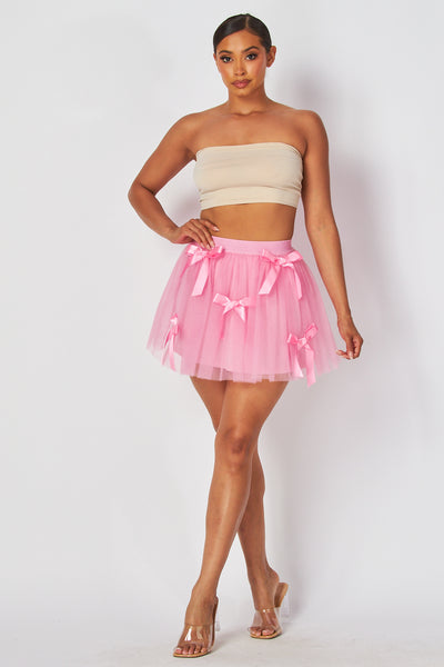 Amanda Bow Detail Tulle Mini Skirt