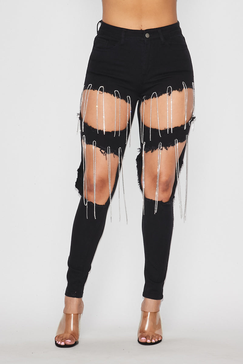 By My Side Rhinestone Denim Pants