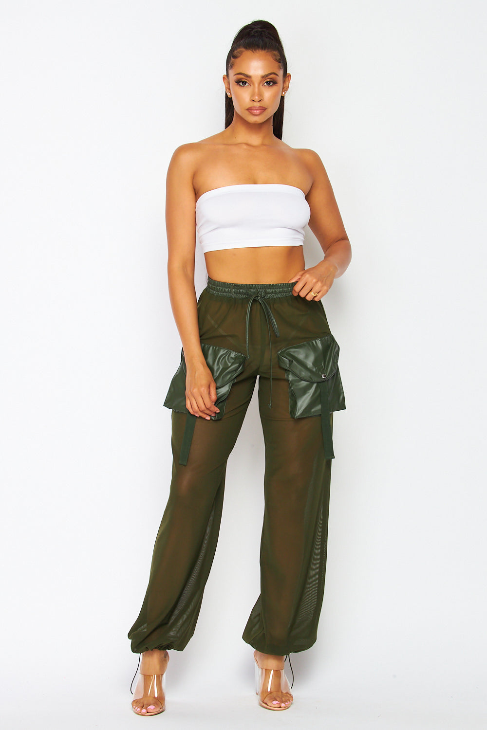 Genie Mesh and Leather Jogger Cargo Pocket Pant