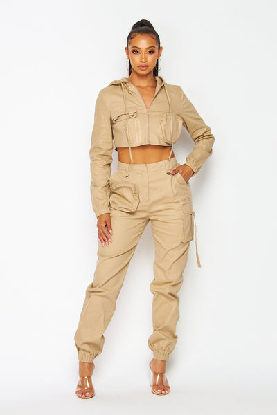 Yours Truly Cargo Jogger Pant and Hoodie Set
