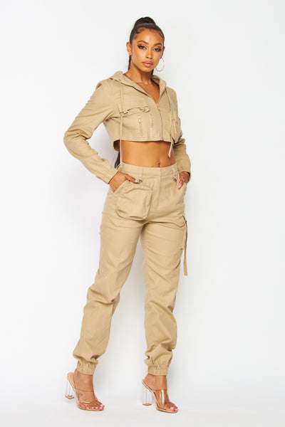 Yours Truly Cargo Jogger Pant and Hoodie Set