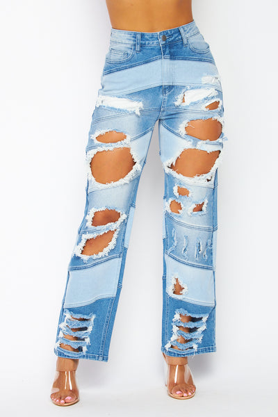 Out Of This World Distressed Denim Straight Jeans