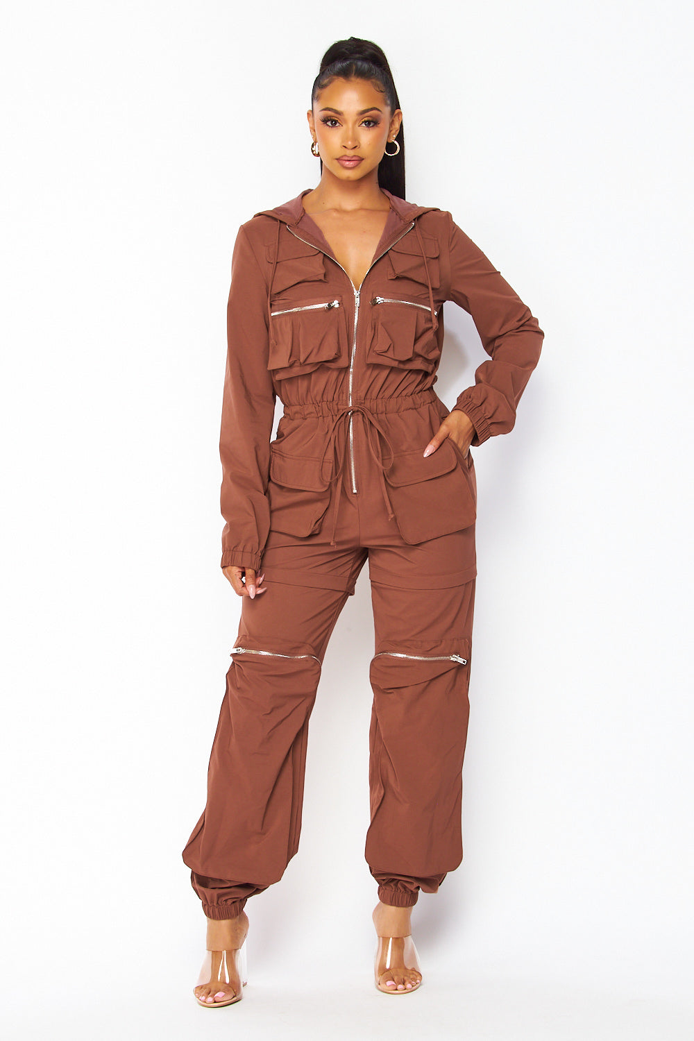Tania Long Sleeve Jogger Pant Cargo Jumpsuit