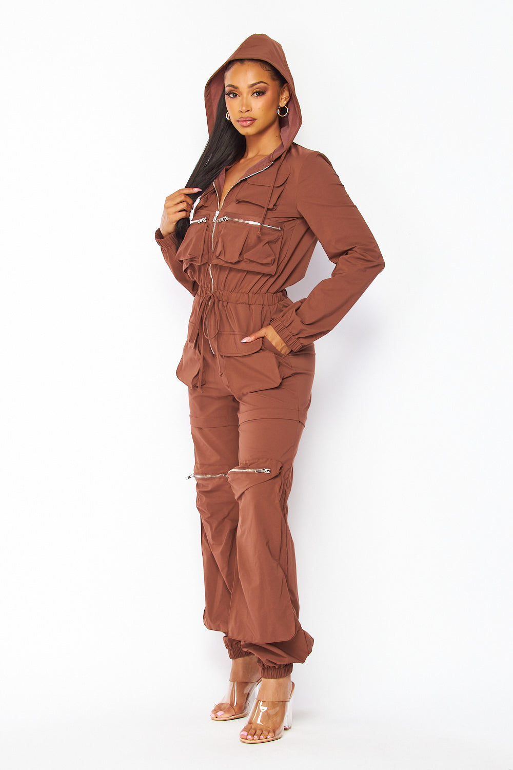 Tania Long Sleeve Jogger Pant Cargo Jumpsuit