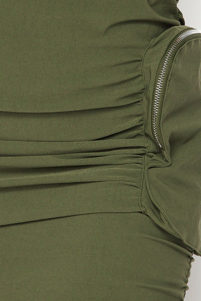 Erin Cargo Pocket Ruched Nylon Tube Dress