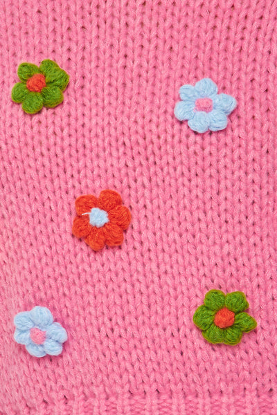 Alana Knit Mock Neck Multicolor Flower Sweater