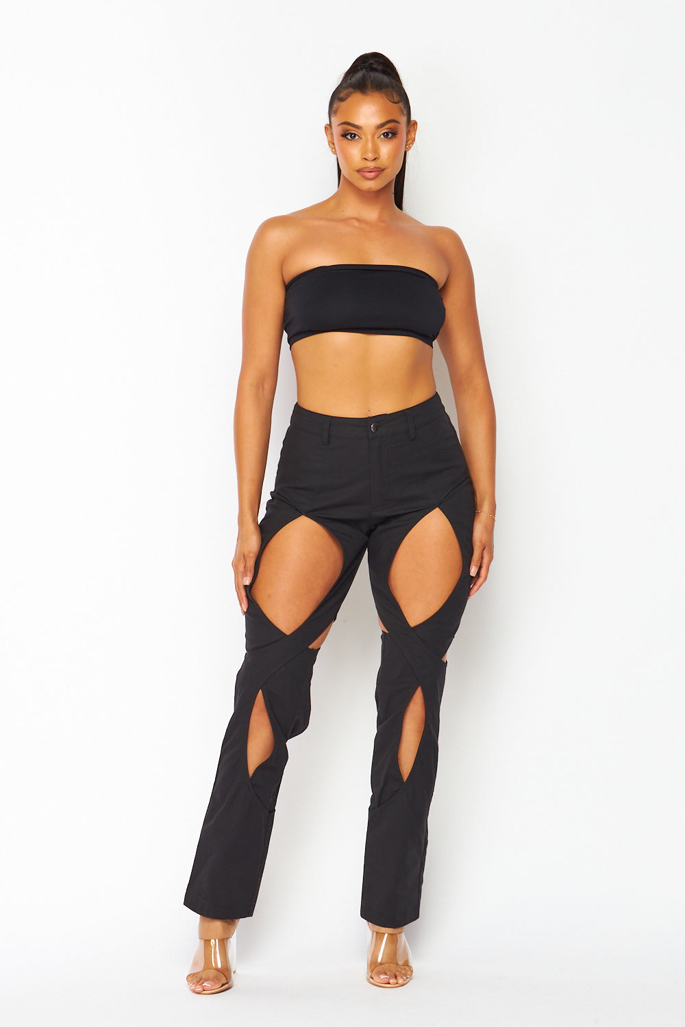 Yara Criss Cross Cut Out Detail High Waist Pants