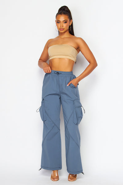Lacey Contrast Stitch Relaxed Leg Cargo Pants