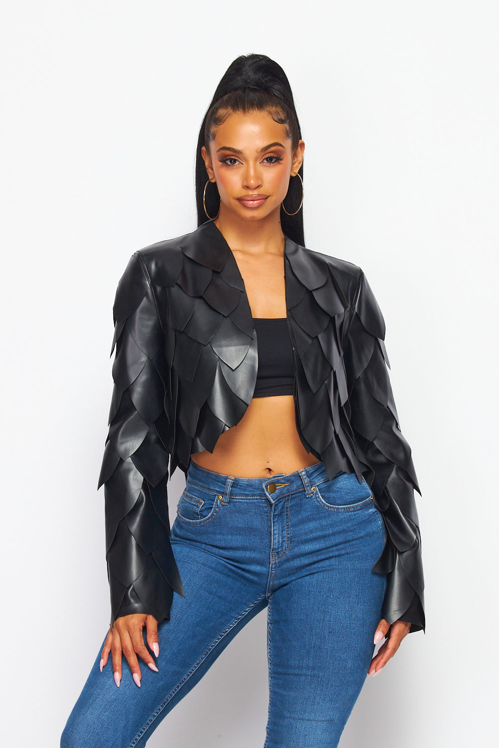 Soraya Vegan Leather Cropped Jacket