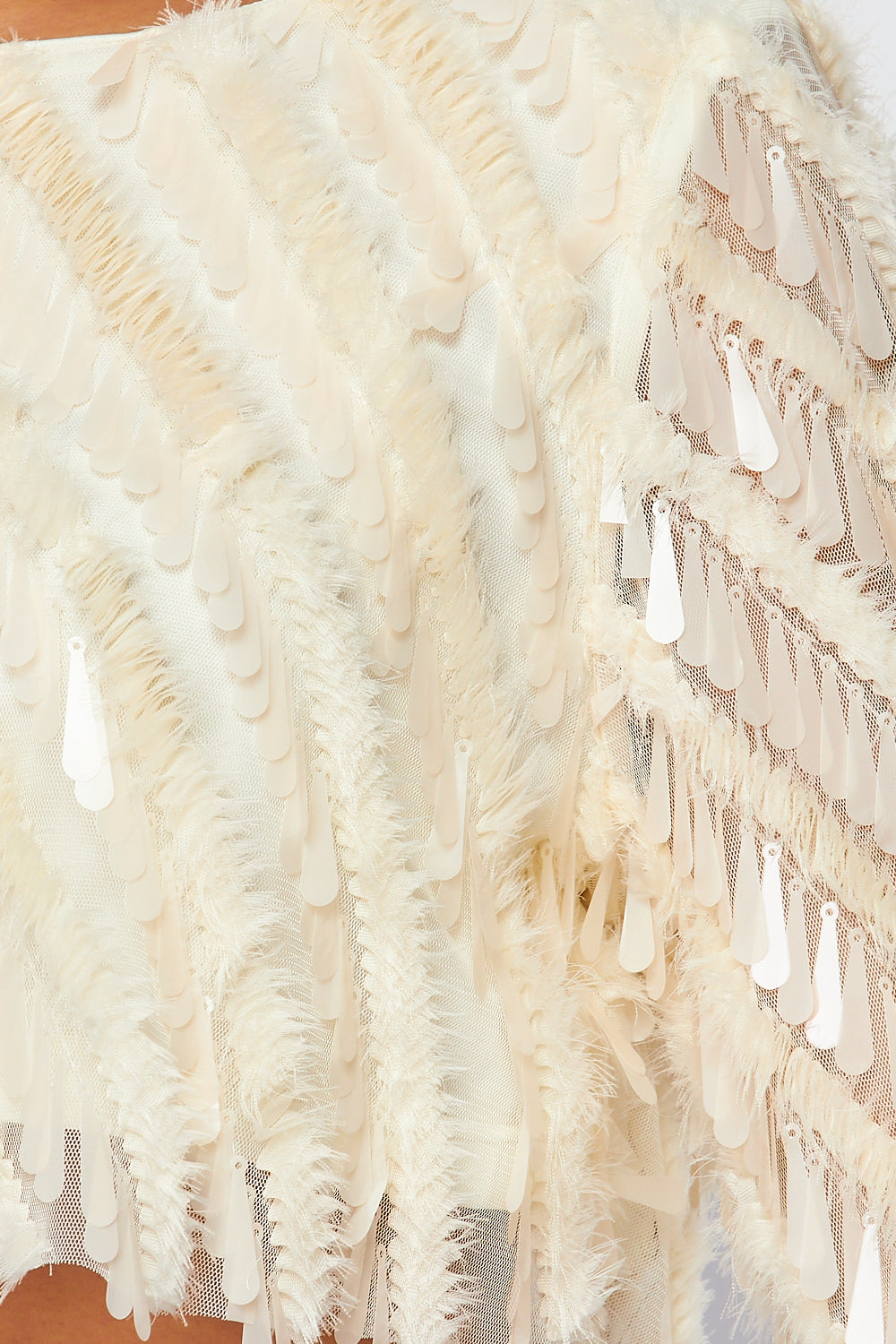 Serena Woven Sequin Long Sleeve Crop Top
