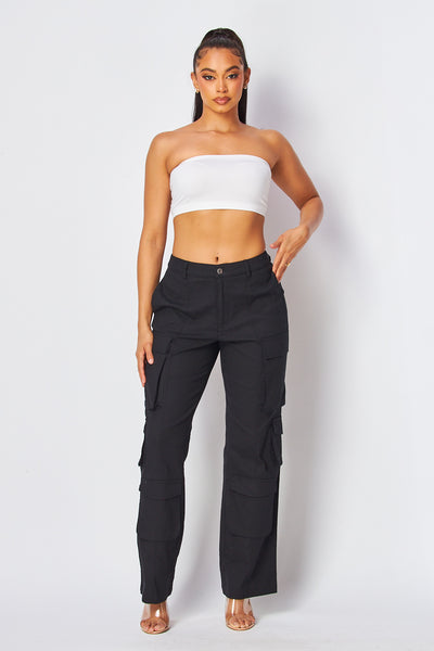 Lily High Waisted Straight Leg Cotton Cargo Pants