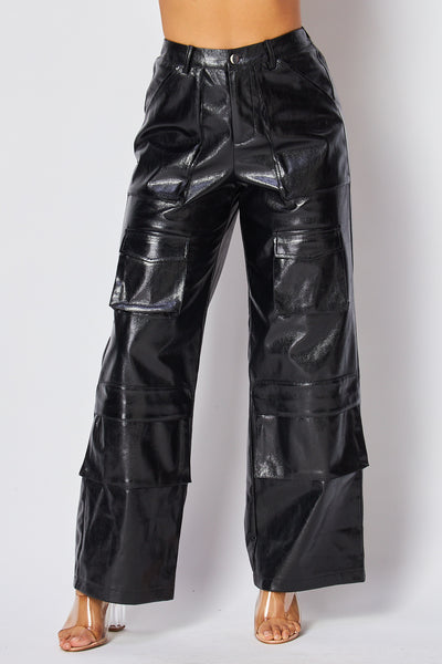 Dawn Metallic Cargo Pocket High Waist Pants
