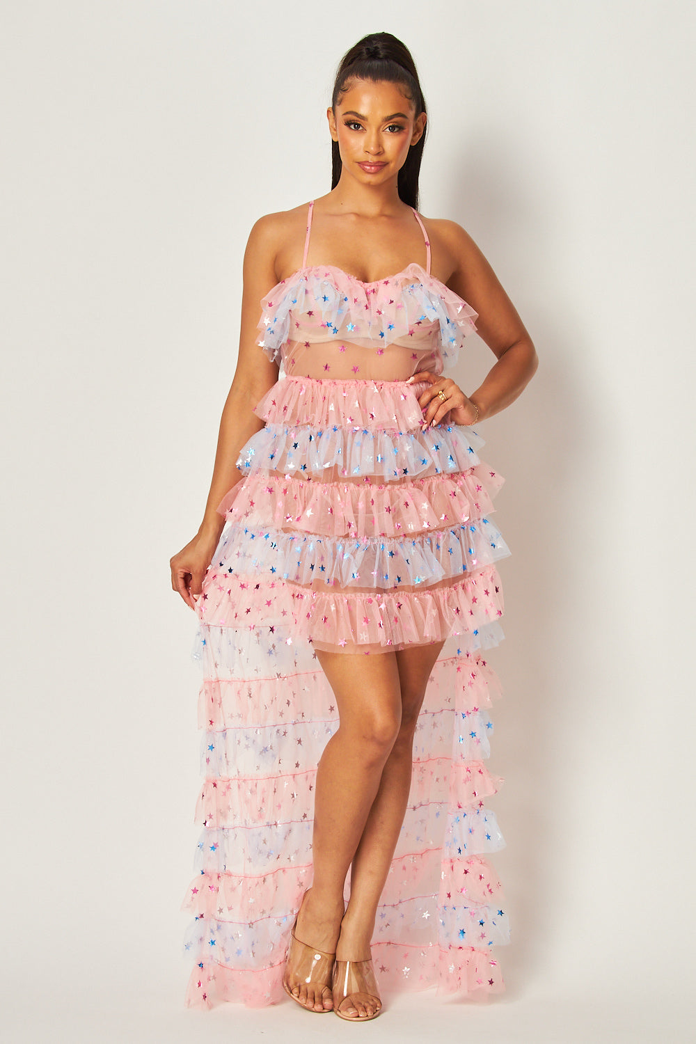 Miss Independent Tiered Tulle Metallic Star Dress