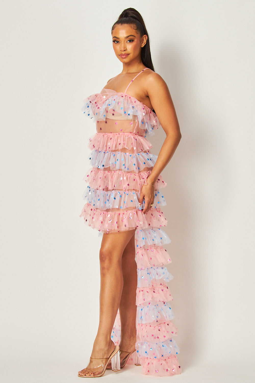 Miss Independent Tiered Tulle Metallic Star Dress