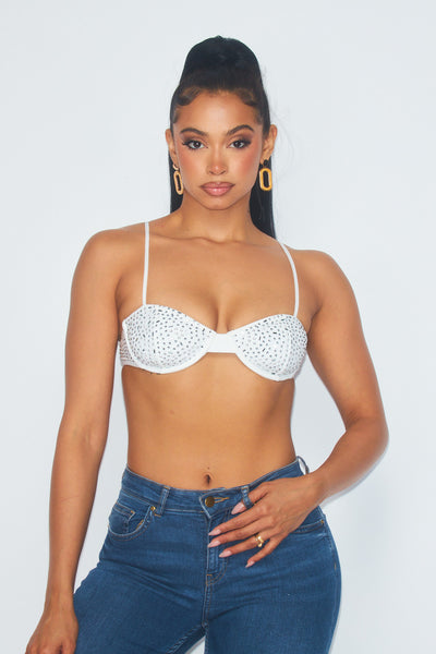 One and Only Mesh and Rhinestone Bustier Bra Top