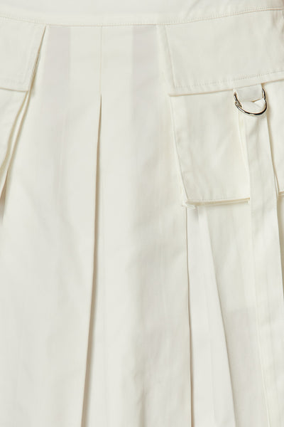 Halsey Pleated Front Pocket Flared Midi Skirt