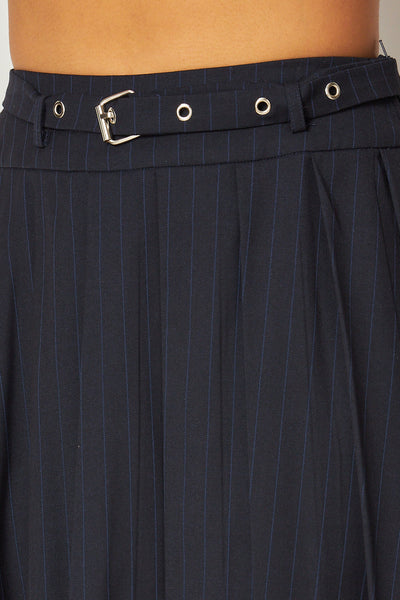Tabitha Knee Length Flared Pleated Belt Skirt