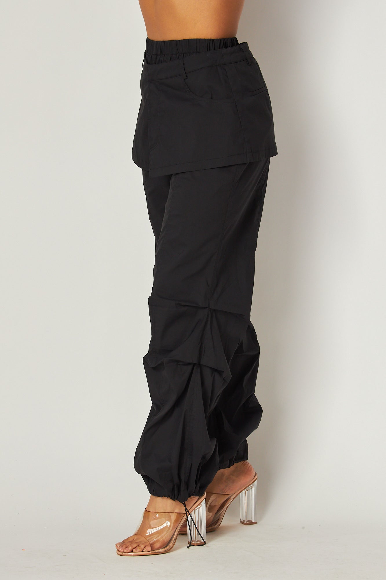 Loving On Me Layered Ruched Skirt Cargo Pant