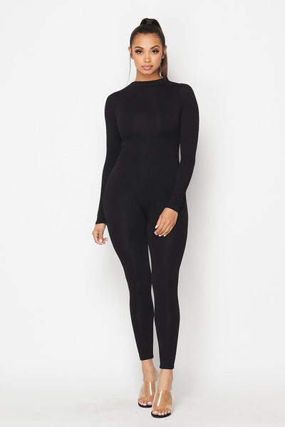 Anna Long Sleeve Double Layer Basic Solid Jumpsuit