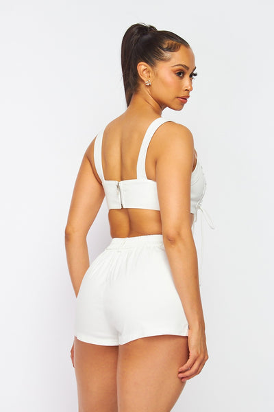 The Glow Up Cotton Crop Top Bustier and Short Set