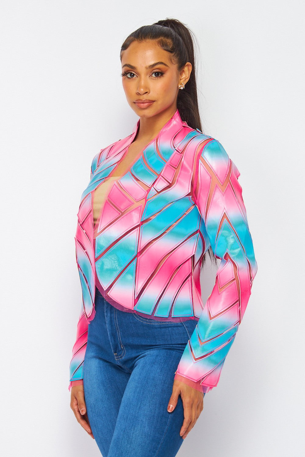On Purpose Tie Dye Faux Leather Patchwork Jacket