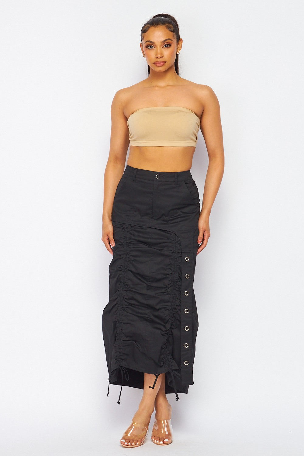 Natural Beauty Ruched Front Maxi Skirt