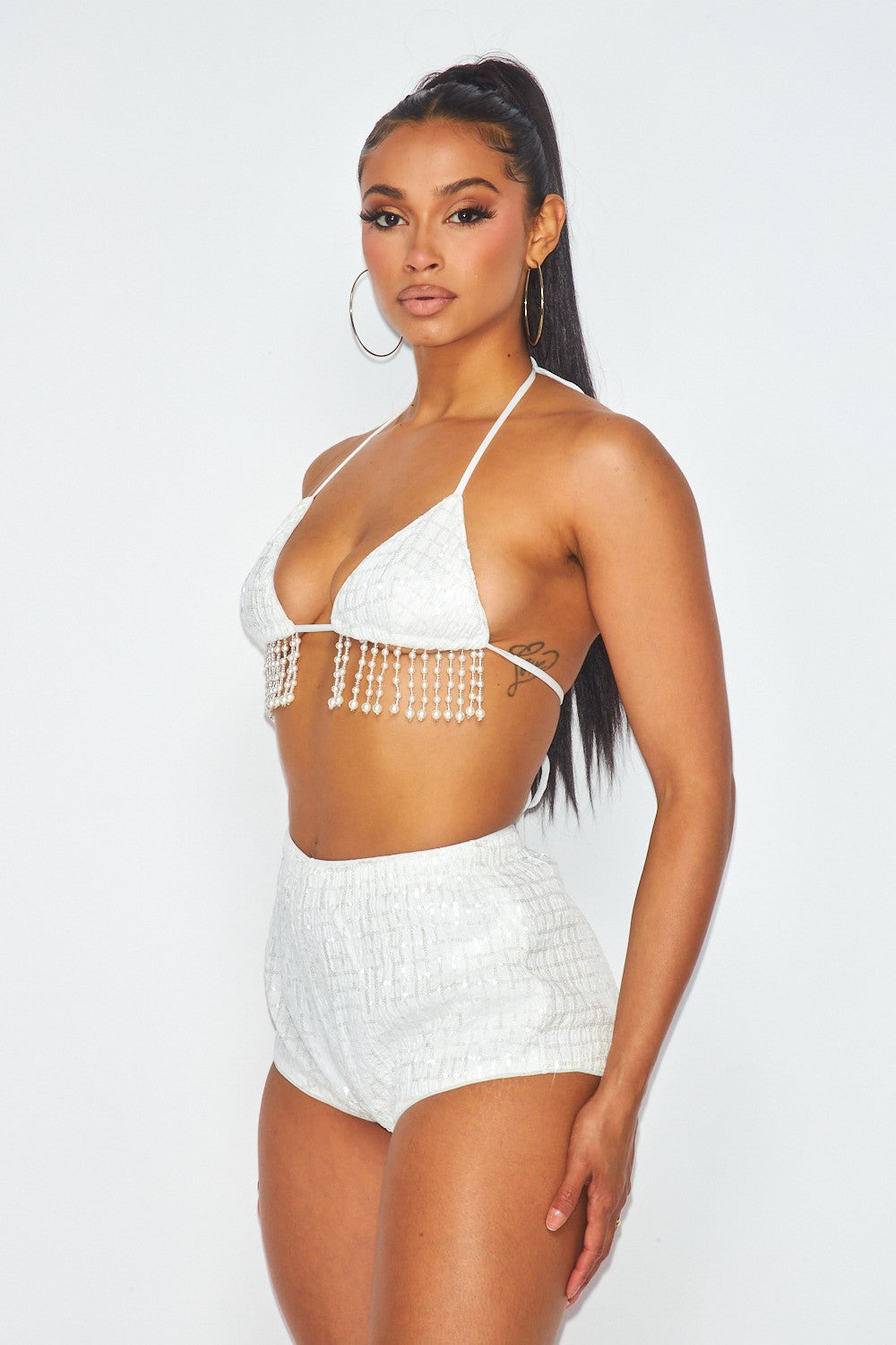 High Maintenance Girl Sequin and Pearl Short Set