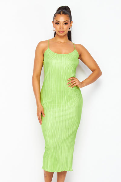 Go With The Flow Pleated Cami Midi Dress