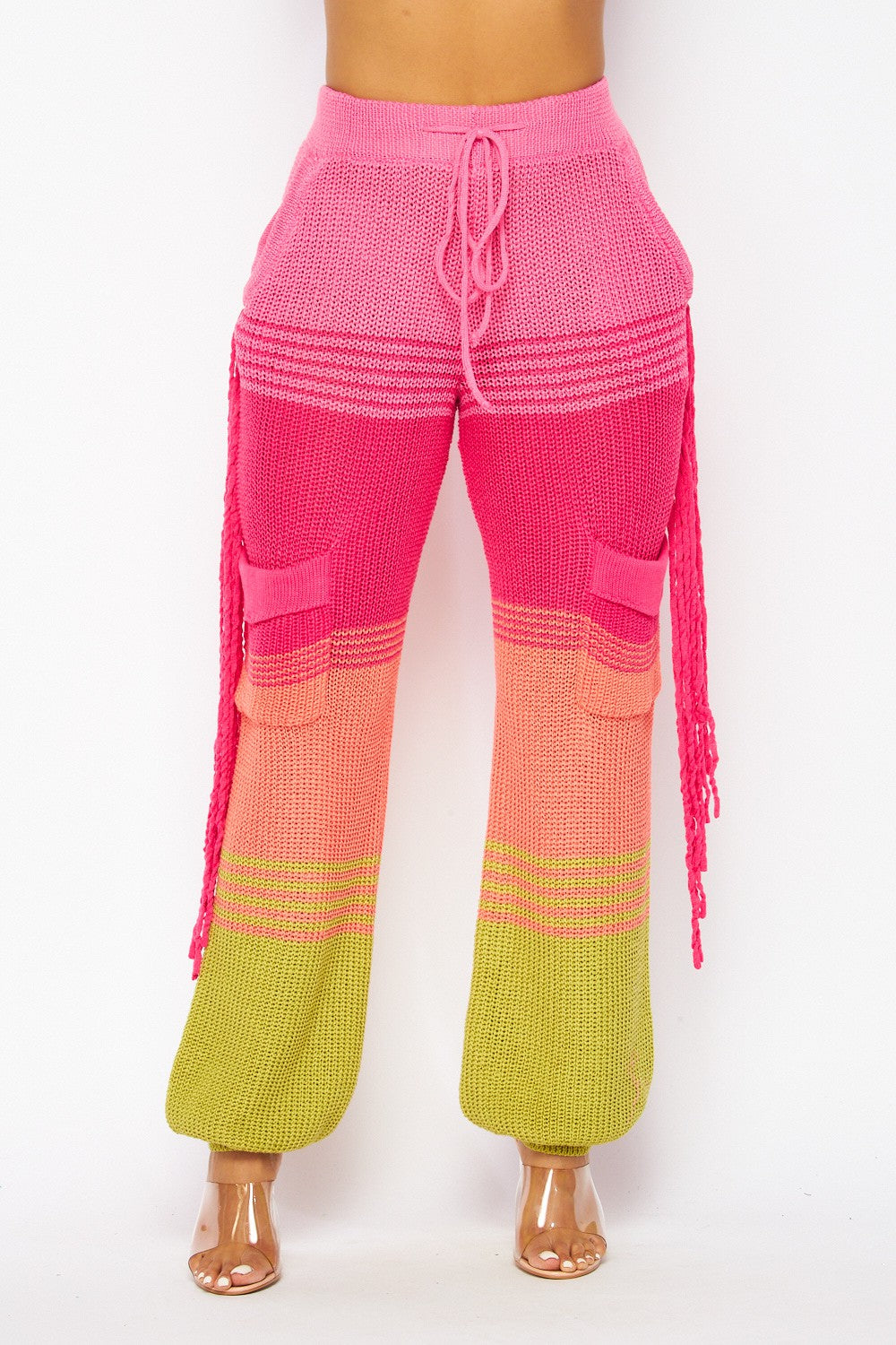 Fiji Knit Colorblock Cargo Sweater Jogger Pants