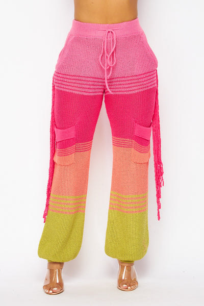 Fiji Knit Colorblock Cargo Sweater Jogger Pants