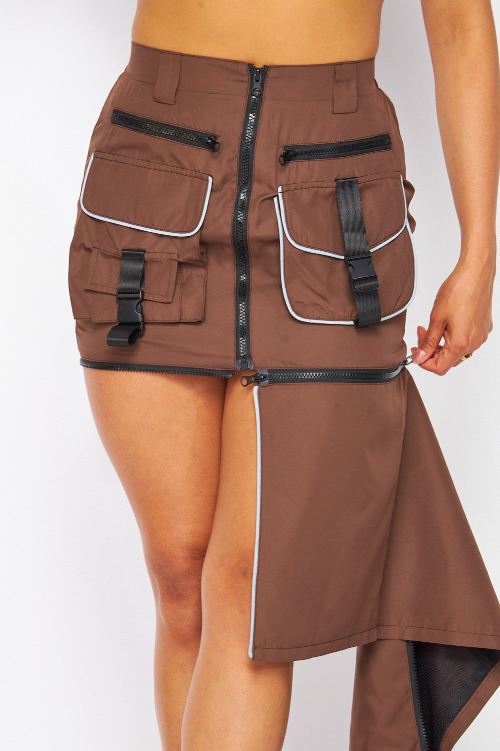 Day to Night Cargo Pocket Zipper Midi Mini Skirt