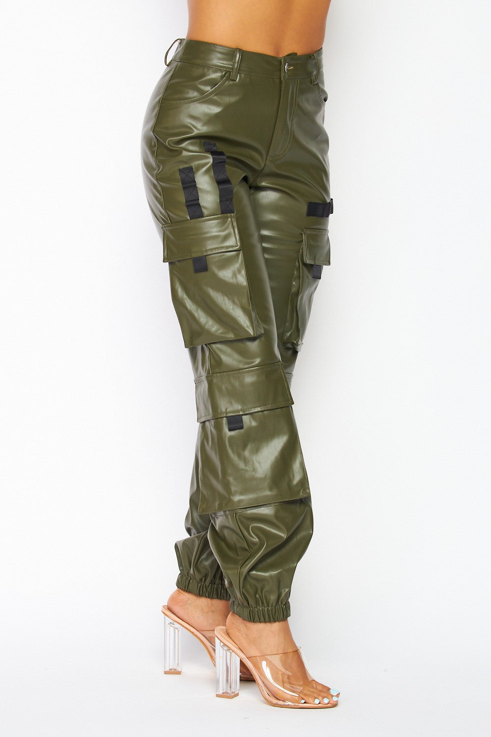 It's My Year Faux Leather Cargo Jogger Pants