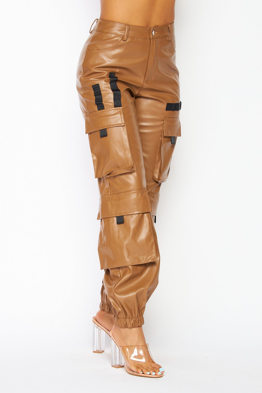 It's My Year Faux Leather Cargo Jogger Pants