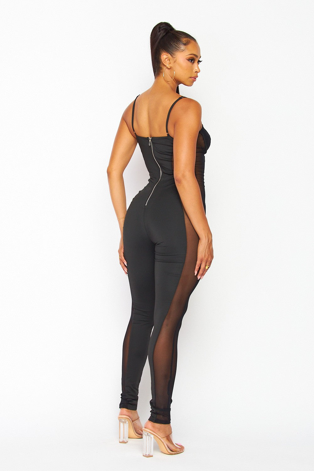 Young Forever Sheer Mesh Cutout Corset Jumpsuit