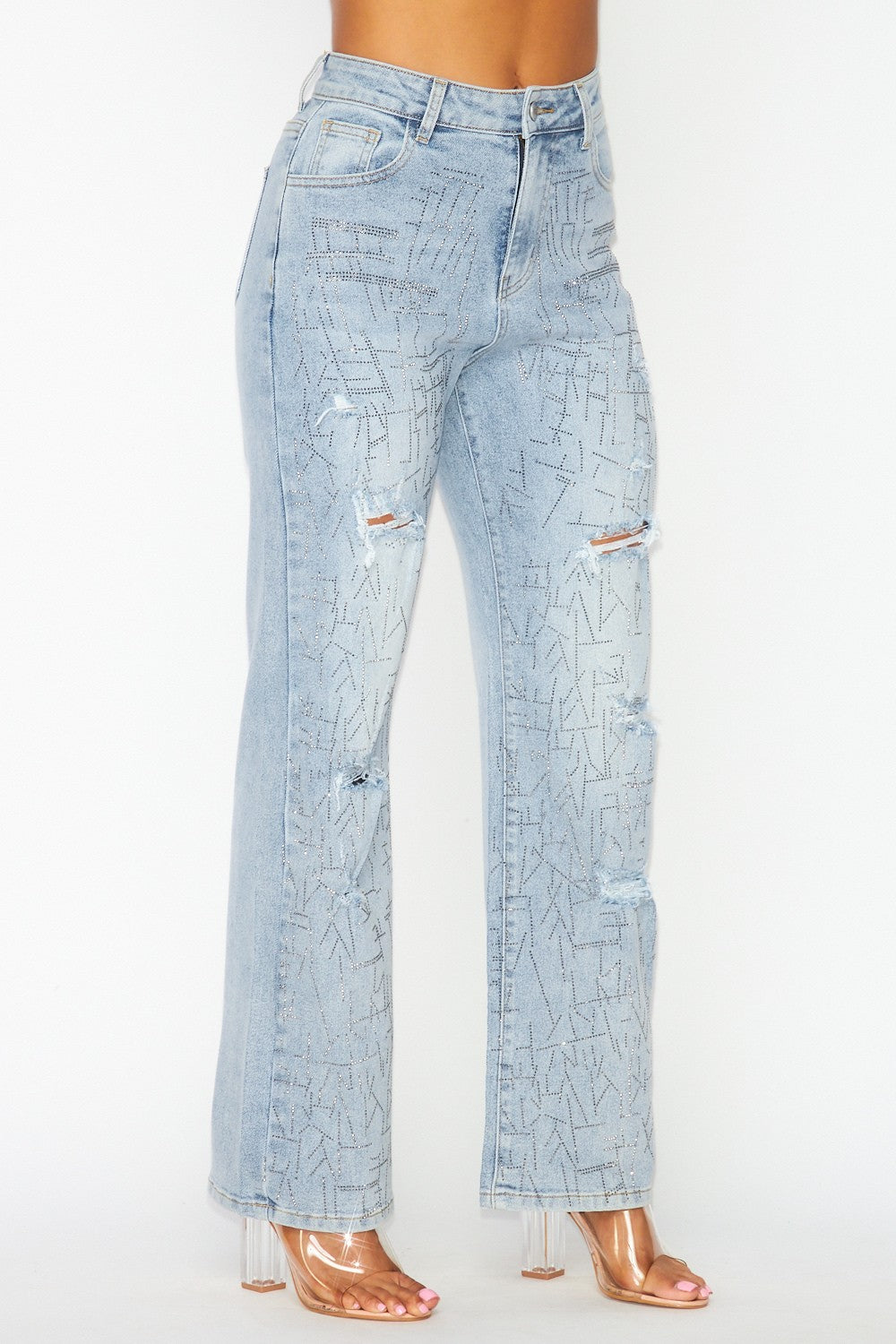 Glamorous Rhinestone High Rise Denim Jeans