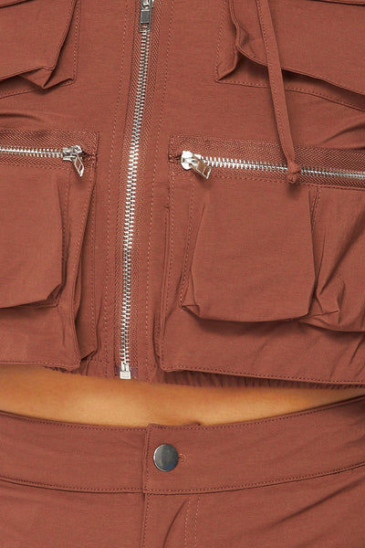 Lulu Nylon Zipper Cargo Jacket & Jogger Pants Set