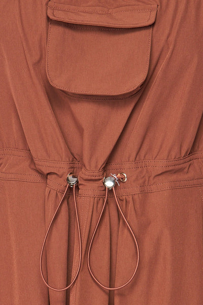 Jade Nylon Overall Cargo Pocket Drawstring Dress